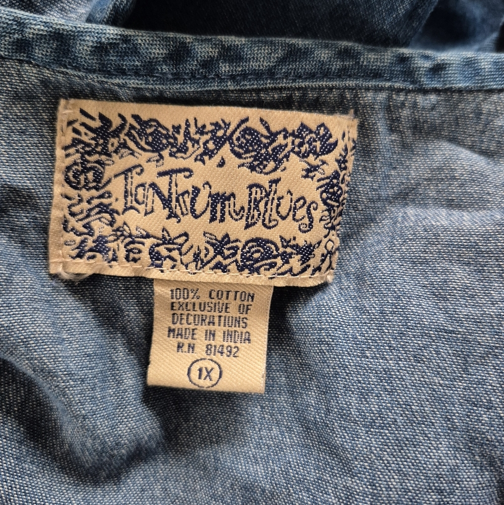 Tantrum Blues Denim Jean Lattice Black Floral 90s Vintage Y2K Women's Size 1X - Picture 5 of 5